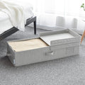 30" x 12" x 6.5" Large Under Bed Organizer with Double Folding Lid, Foldable Low Profile Stackable Drawer Organizer Bins Box for Blanket Shoe Bedroom, Grey