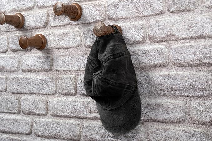 Rustic Wall Mounted Coat Rack with Shelf 20” Wooden Entryway Organizer with 5 Metal Hooks for Floating Storage Shelf for Bathroom Bedroom Kitchen Living Room (walnut, Hooks (2 Pack))