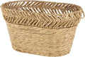 Deco 79 Seagrass Handmade Decorative and Functional Storage Basket Large Woven Oval Basket Organizer with Zig Zag Patterned Rim, Basket for Storage 30" x 20" x 17", Brown