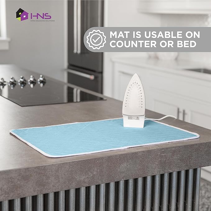 HOLDN’ STORAGE Ironing mat, Magnetic Laundry mat, 28.25” x 19”, Blue, Quilted, Washer and Dryer Countertop, Ironing pad
