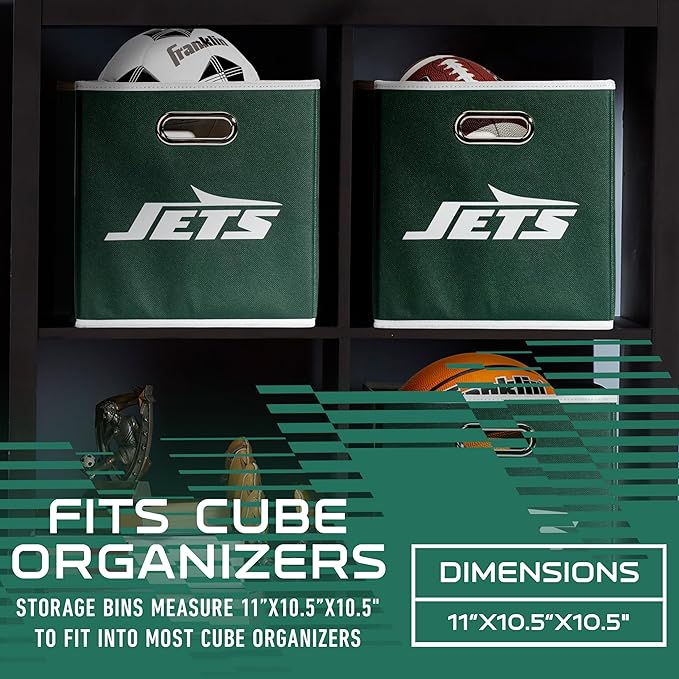 Franklin Sports NFL Storage Bins - Collapsible Cube Container + Basket - NFL Office, Bedroom + Living Room - 11"x11"