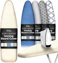 Home Intuition Extra Thick Ironing Board Cover and Pad Iron Scorch Resistant with Hook and Loop Secure Fastener and Elastic Edge,15x54, Standard Size Coated Thick Padding, Biege