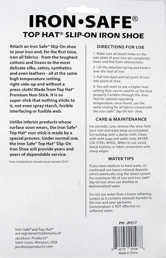Iron Safe Slip-On Ironing Shoe - Prevents Scorching, Sticking & Shine