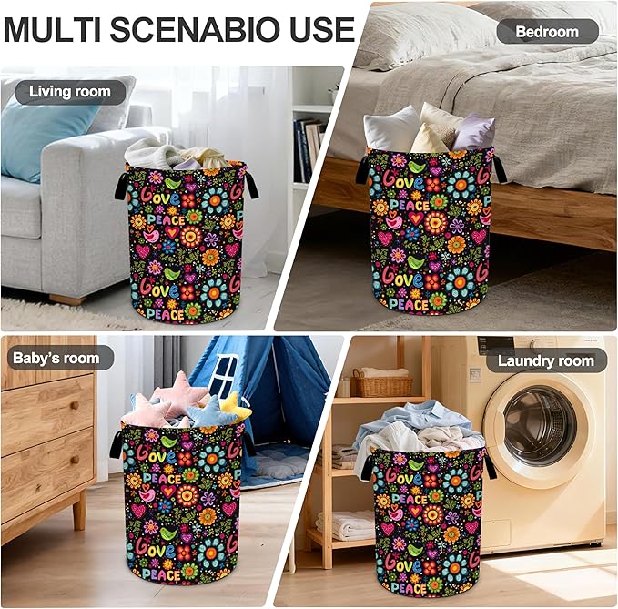 70s Laundry Basket Storage Bin Foldable Laundry Hamper Clothes Storage Bucket Organizer 19.6x15.7 Inch For Laundry Room/Bedroom/Bathroom