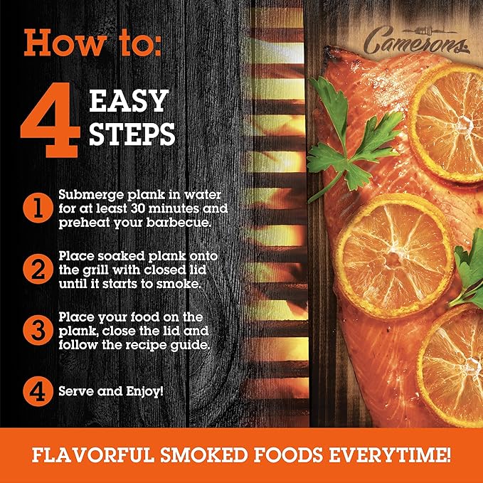 Camerons Cedar Grilling Planks - 2 Pack (5.5"x11.5") - Premium Natural Cedar Wood - Easily Infuse Smoky Flavor into BBQ Salmon, Fish, Meat, Veggies, and More - Sourced in the USA - Grilling Gift Idea