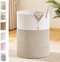 Tall Laundry Basket with Handles, 100L Portable Dirty Clothes Hamper, Boho Cotton Rope Storage Bin for Blankets Kids Toys Gifts, Extra Large Organizer for Baby Nursery Bedroom Bathroom, Brown