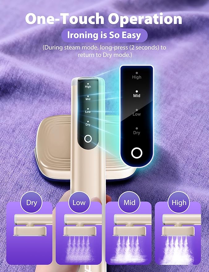 Steamer for Clothes Portable Handheld Garment Steamer,15s Fast Heat-up,180ml Tank,Steamer Ironing Gloves,35 Minutes of Continuous Ironing for Travel and Home(Champagne Gold)