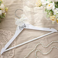 Bride Wedding Dress Pearl Mrs. Hanger with Pearl Ribbon Bow Elegant Wooden Dress Hanger to Be Ideal Keepsake for Wedding Day Gift(White,Bride)