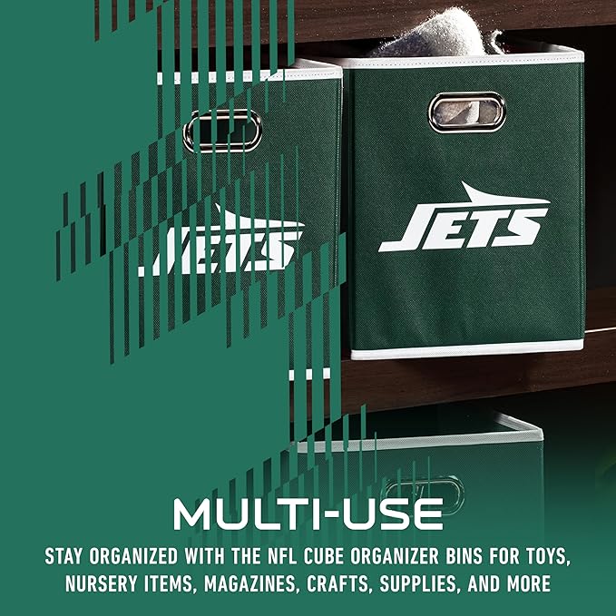 Franklin Sports NFL Storage Bins - Collapsible Cube Container + Basket - NFL Office, Bedroom + Living Room - 11"x11"