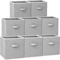Criusia Large Storage Cubes - 13 Inch Heavy Duty Fabric Storage Bins for Shelves Closet, Cube Organizer - 8 Pack Collapsible Cube Storage Bins Baskets for Organizing Clothes Blankets Toys (Grey)
