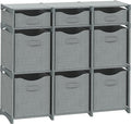9 Cube Storage Organizer With Bins Included - Closet Storage With 9 Storage Bins - Easy To Assemble Storage Unit With Drawers - Closet Organization For Clothes, Bedroom, Nursery, & Toys (Light Grey)