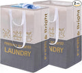 ELONG HOME 2 Pack Laundry Baskets, 92L Freestanding Laundry Basket with Handles, Waterproof Tall Collapsible Clothes Hamper for Dorm, Bedroom, Bathroom