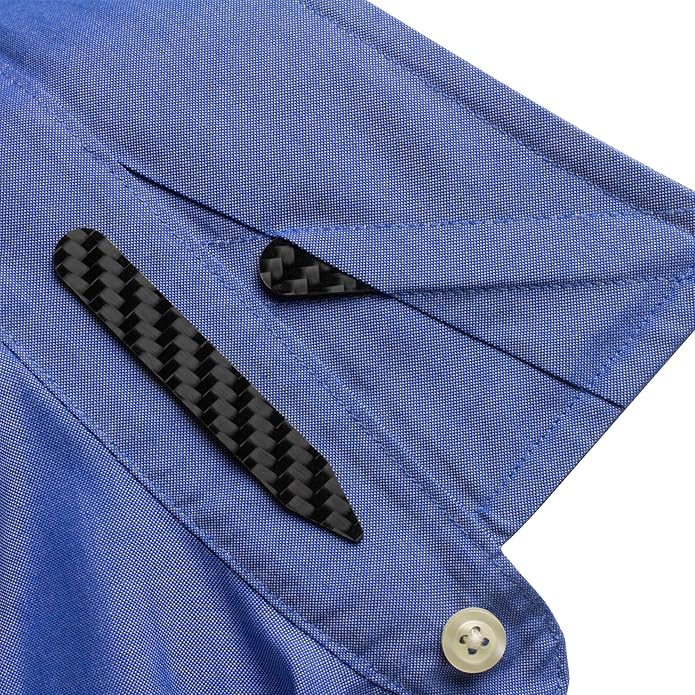 Real Carbon Fiber Collar Stays for Men - 2 Pairs (2" & 2.75") - Ultra-Thin, Travel-Friendly, Metal-Free Shirt Collar Support