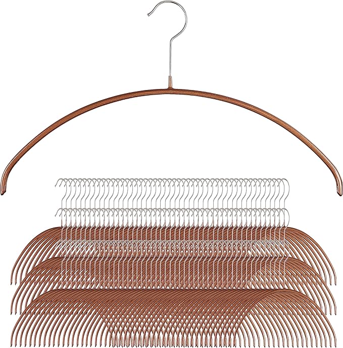 Mawa by Reston Lloyd Euro Series Non-Slip Space Saving Steel Clothes Hanger for Shirts, Dresses, Sweaters, Style 40/P, Copper, Set of 130