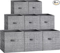 SONGMICS Storage Cubes, 10.2 x 10.2 x 11 Inches Non-Woven Fabric Bins with Double Handles, Set of 8, Closet Organizers for Shelves, Foldable, for Clothes, Cattail Gray UROB826G01