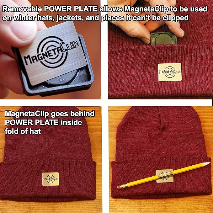 Magnetic Hat Clip Pencil Holder TWO PACK (2) With Strong Magnetic Clip For Standard Pencils and Carpenter Pencils