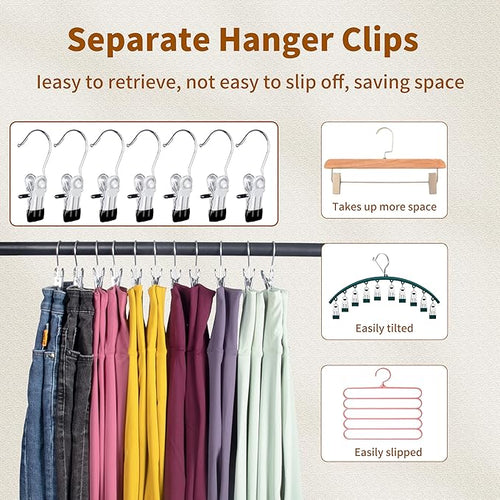 Legging Organizer for Closet,Pants Hangers Space Saving,20 Pack,Metal Yoga Pants Hangers with Clips and Soft Rubber Coated Sleeve.Space Saving Hanger Closet Organizers and Storage