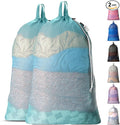 Large Mesh Laundry Bags - 2-Pack Heavy Duty with Handles & Drawstring - Machine Washable Net Laundry Sacks for College Dorm, Camp, Travel, Bedding & Clothes Storage (Teal)