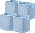 UBBCARE Storage Cubes 11 Inch, Cotton Rope Woven Baskets for Organizing, Cube Storage Bin for Baby Nursery, 4-Pack Square Toy Storage Baskets for Shleves Organizer, Closet, Kidsroom, Blue