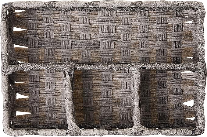 Whitmor Split Rattique 4 Section Tray Gray Wash