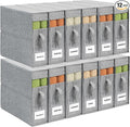 12Pack Sheet Organizers and Storage - King/Queen Size Sheet Storage Organizer with Window, Foldable & Dustproof Sheet Organizer for Linen Closet for Summer Blankets & Sheet Sets,Grey
