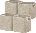 UBBCARE Set of 4 Storage Basket-13 X 13 X 13 in, Cotton Rope Baskets for Shelves, Toys, Book, Cube Storage Bins with Handles, Woven Storage Basket for Organizing, Mix-Brown