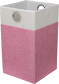 BIRDROCK HOME Folding Cloth Laundry Hamper with Handles | Dirty Clothes Sorter | Easy Storage | Collapsible | Pink and White