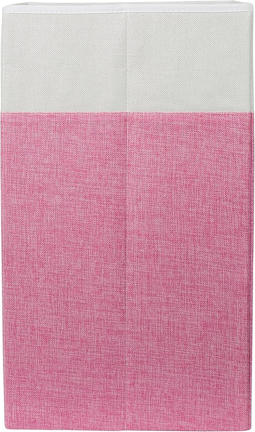 BIRDROCK HOME Folding Cloth Laundry Hamper with Handles | Dirty Clothes Sorter | Easy Storage | Collapsible | Pink and White