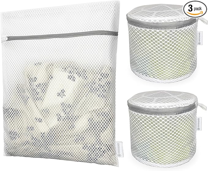 3PCS Honeycomb Mesh Laundry Bags for Delicates with Zipper,Travel Storage Organize Bags,Clothing Washing Bags for Underwear,Lingerie,Bra,Blouse, Hosiery, Stocking, Socks,Extra Strong(2Bra,1S)