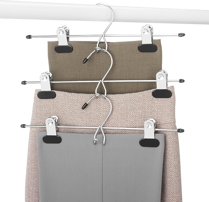 Whitmor Add Chrome/Black Skirt & Slack Hangers
