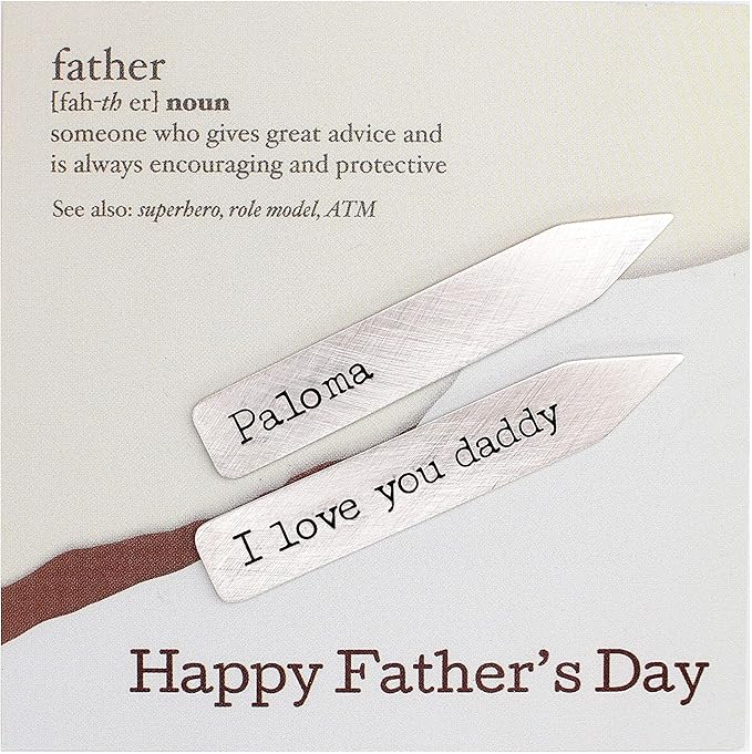 Personalized Collar Stays for Dad or Grandpa Father's Day Present from Kids Wife .925 Custom Sterling Silver Stiffeners