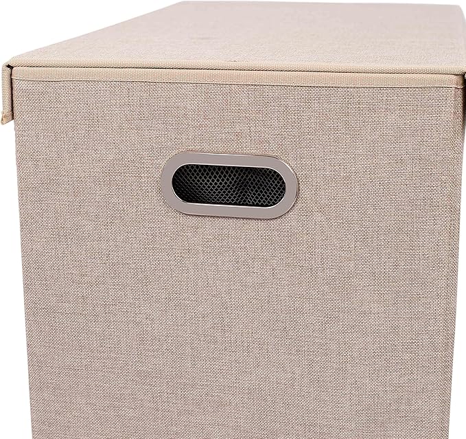 BIRDROCK HOME Double Laundry Hamper with Lid and Removable Liners | Linen | Easily Transport Laundry | Foldable Hamper | Cut Out Handles